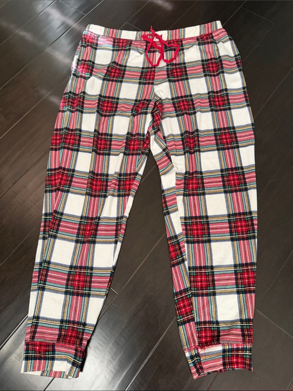 Ladies Red Plaid Lounge Pants - Cozy Drawstring Bottoms